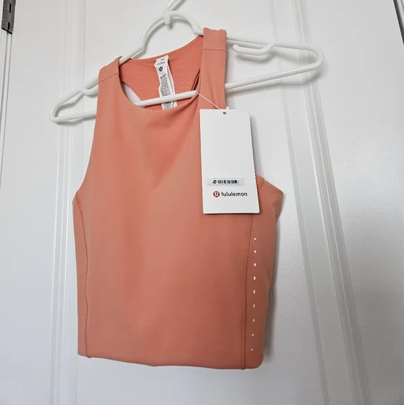 NWT Lululemon Swift Speed Cropped Tank TopB/C Cup Coral Kiss Size 2 - Picture 1 of 16